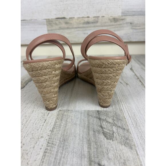 Tory Burch Womens 8 Landon Pink Espadrille Wedge Ankle Buckle Sandals designer - Picture 7 of 10